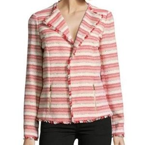 NWOT Paris Striped Tweed Jacket With Fringes